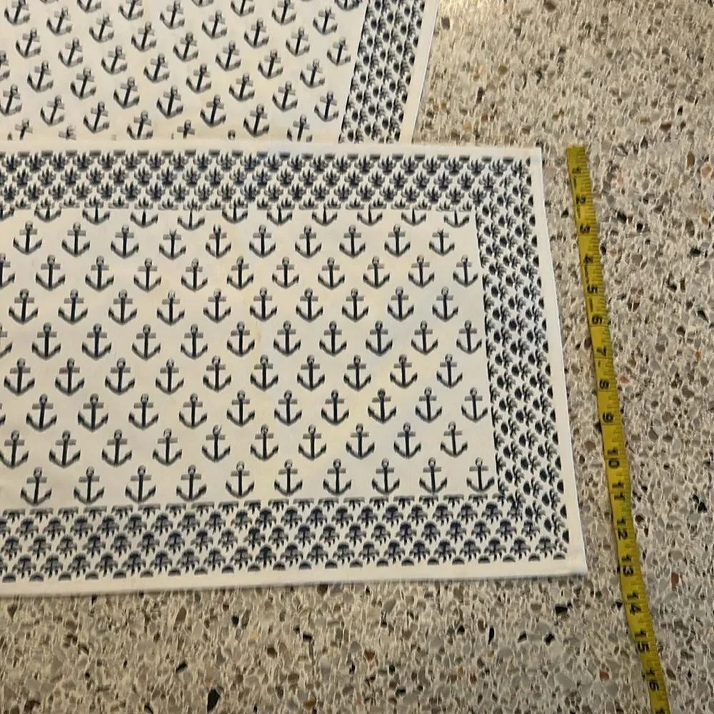 Pomegranate Ahoy anchor navy white placemats 4 made in India